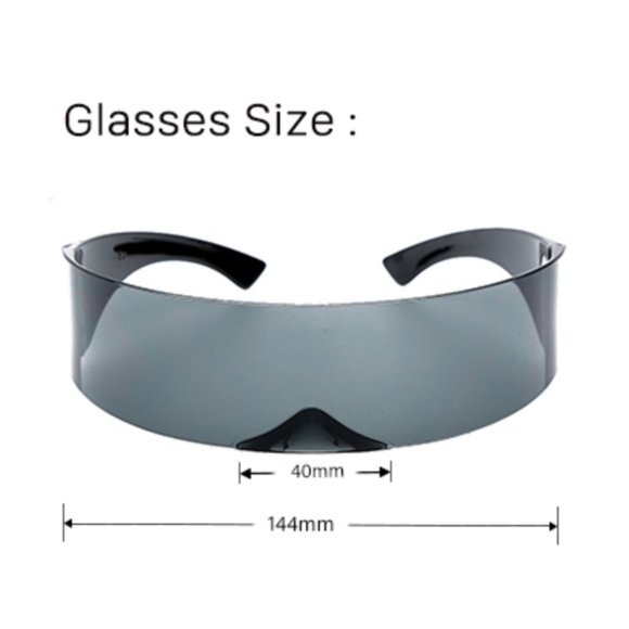 Red Futuristic Wrap Around Cyclops Festival Unisex Sunglasses Cyber Superhero - Picture 9 of 10